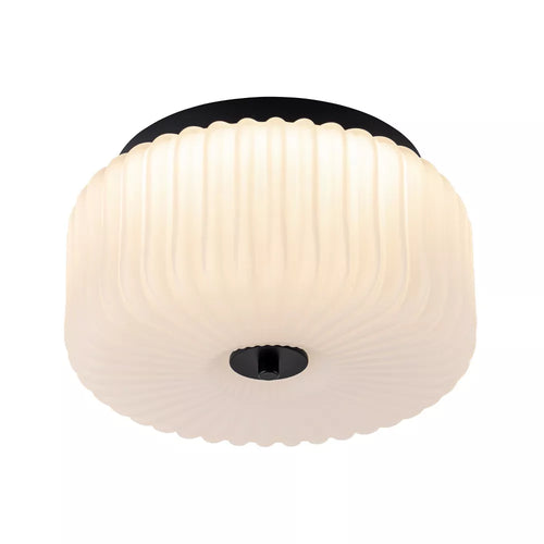Lampa sufitowa z żebrowanym szklanym kloszem i wbudowanym modułem LED