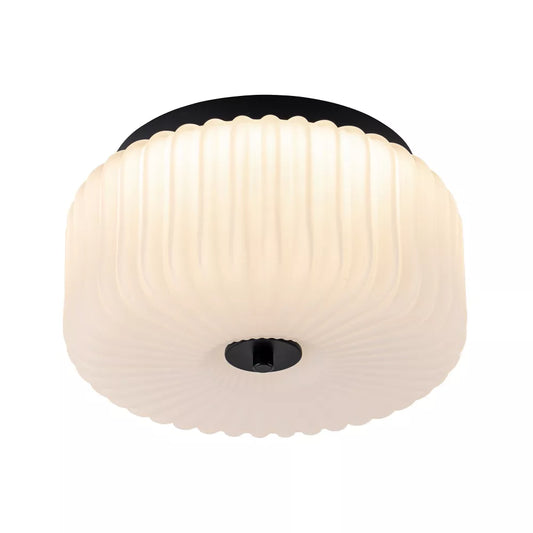 Lampa sufitowa z żebrowanym szklanym kloszem i wbudowanym modułem LED