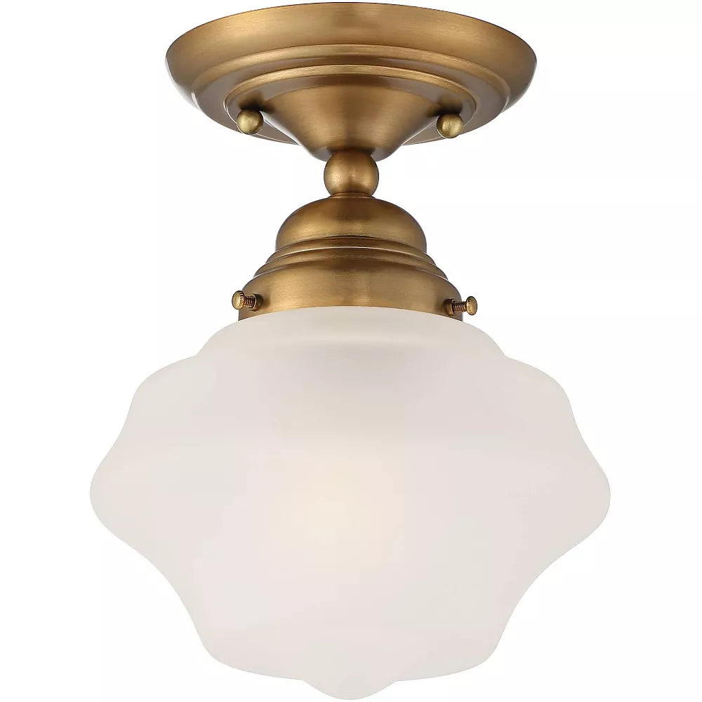 Lampa sufitowa półwpuszczana z matowym szklanym kloszem w stylu klasycznym