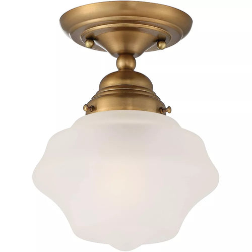 Lampa sufitowa półwpuszczana z matowym szklanym kloszem w stylu klasycznym